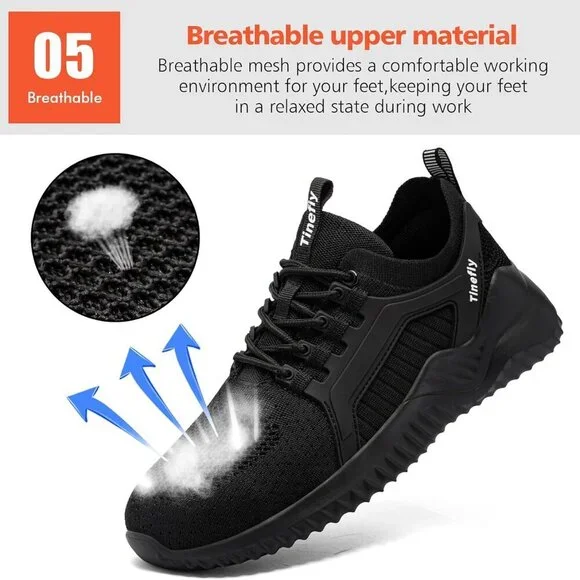 Women Steel Toe Shoes Work Sneakers Lightweight Safety Slip Resistance